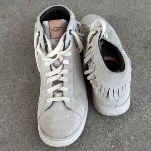 UGG Light Gray Suede Fringe Sneakers Size 12